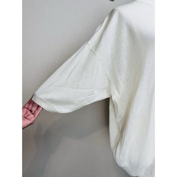 Giglio Rosso Ivory Sz XL Knit Short Sleeve Lightweight Sweater Made In Italy - Picture 5 of 13